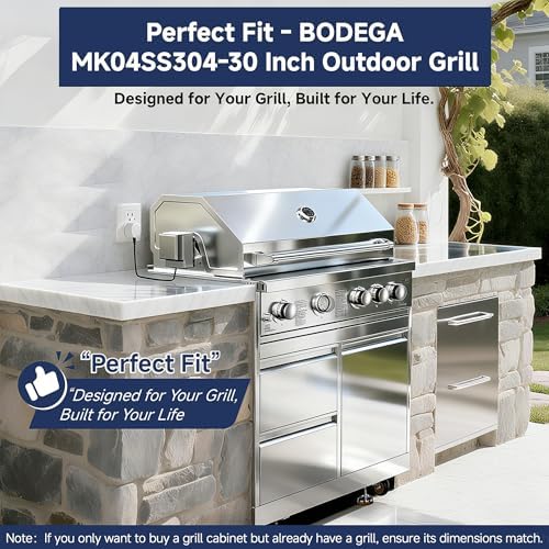 BODEGA Stainless Steel Outdoor Kitchen Propane Gas Grill and Outdoor Kitchen Cabinets for BBQ with 2 Drawers and Propane Tank Storage,Thermometer & Rotisserie Chicken Fork Kit, Seaside BBQ, Camping. - Image 5