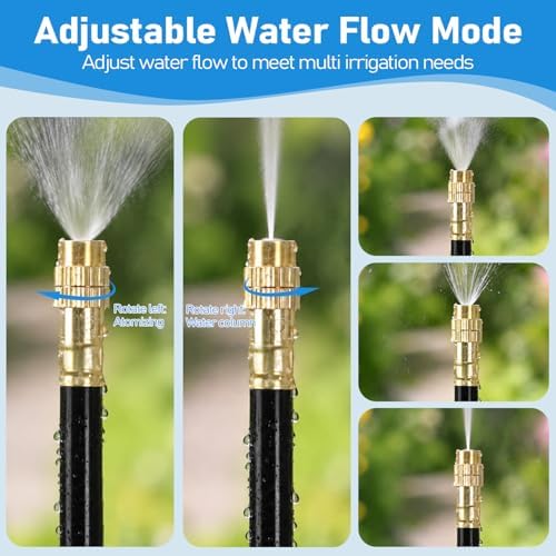 360° Adjustable Drip Irrigation System Kit, 50 FT Garden Watering System with 15 Copper Nozzles, Automatic Misting Sprinkler for Yard, Garden, Lawn, Raised Bed, Greenhouse and Plants - Image 4