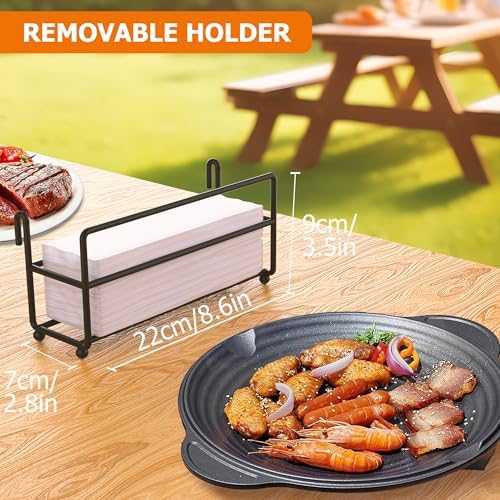 Toncoke Large Grill Caddy with Paper Towel Holder & Side Hooks, All-in-One BBQ Tool Organizer with Adjustable Dividers, Rustproof for Outdoor Kitchen, Camping, RV - Black - Image 5