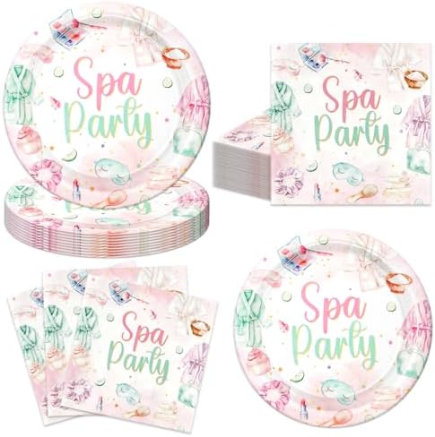 40pcs Spa Party Decorations Spa Plates and Napkins Pink Sleepover Slumber Spa Party Supplies for Little Girl Spa Sleep Over Pajama Party Supplies,Suitable for 20 Guests by UkralMagic