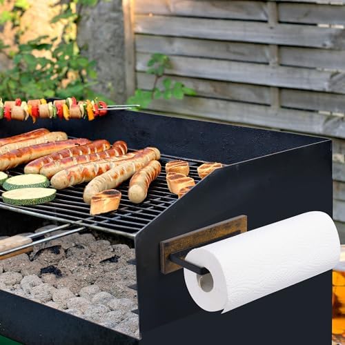 Magnetic Paper Towel Holder,Wood Farmhouse Heavy Duty Strong Magnet Backing for Toolbox,Grill,Microwave,Fridge,Garage - Fit for Large Size of Paper Towel Roll - Image 5