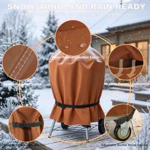 NettyPro Charcoal Kettle Grill Cover 26 inch Outdoor Round Smoker Cover - Image 3