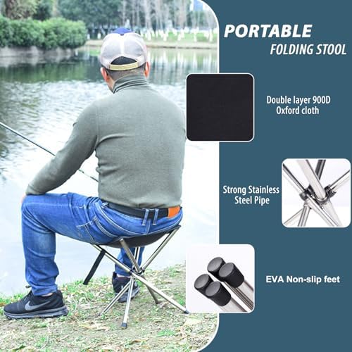 13.8in Portable Camping Stool, Compact Lightweight Folding Chair for Adults - Image 4