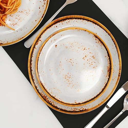 TP 12-Piece Melamine Dinnerware Sets, Plates and Bowls Dishes Set for 4, Break-Resistant & Non-Microwavable, Lightweight Dinner Plates, Grey Swirl - Image 6