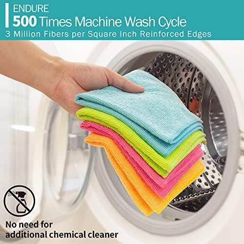 Microfiber Cleaning Cloth - 60 Pack Shop Towels, 12" x 12" Cleaning Rags Lint Free, Reusable Microfiber Towels for Cars Kitchen Automotive House Office - Image 4
