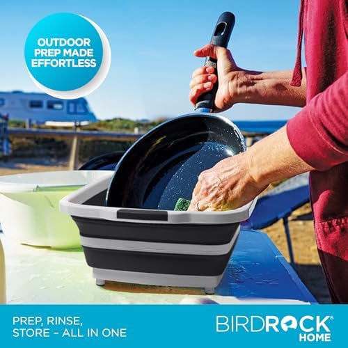 BIRDROCK HOME 18L Collapsible BBQ Prep Tub with Lid, Black, 22”L x 16”W - Image 4