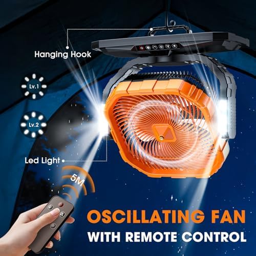 Ausic 5 Gal 12" Portable Misting Fan for Outside Patios, 【Max 62H】 Outdoor Oscillating Rechargeable Battery Fan, Cooling Water Camping Fan with Telescopic Handle/Remote, Summer Dugout Essentials - Image 6