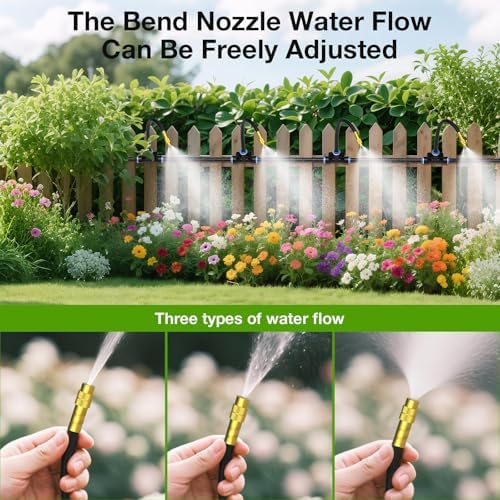 MIXC 1/4" 99Ft Drip Irrigation System with Rechargeable 2-Zone Water Timer, Automatic Garden Watering Kit with 16pcs 360°Adjustable Brass Nozzles & Bendable Rod,for Raised Bed,Potted Plant,Greenhouse - Image 5
