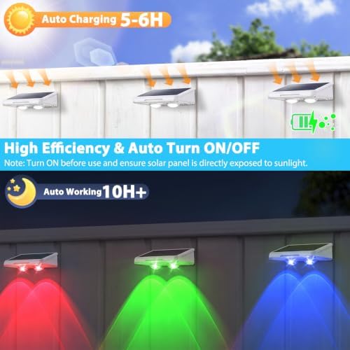 Brightever Solar Fence Lights Outdoor White 8-Pack, Color Changing - Image 3