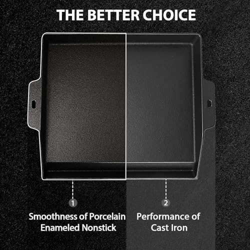 Utheer 17" x13" Enameled Cast Iron Griddle for 2 Burner Gas Grill/Stove Top - Image 4
