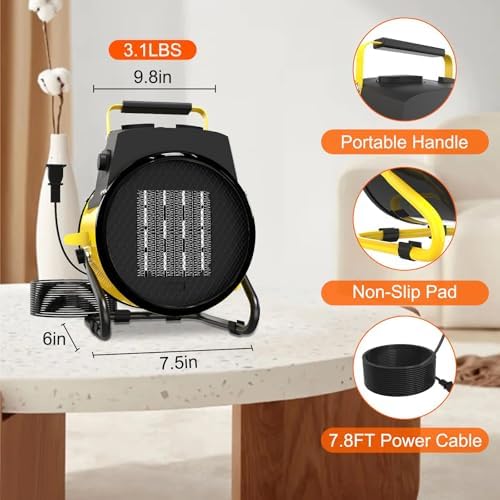 Outdoor Heater for Patio, 1500W Electric Garage Outdoor Heaters with 3 Modes, 3s Fast Heating, with Overheat Protection, Electric Space Heaters for Patio, Garage, Greenhouse, Office - Image 4
