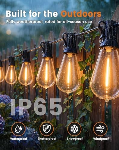 Outdoor String Lights 110FT(100+10) Waterproof, 50 LED S14 Shatterproof Edison Bulbs, 2FT Spacing, Extension Cord, Connectable Plug in Hanging Patio Lights for Outside, Backyard, Warm White - Image 4
