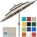 EliteShade USA 10-Year-Non-Fading 9ft 3-Tier Market Patio Umbrella, Commercial Table Umbrella with 80 Solar LED Lights, Crank Open, Windproof & UPF 50+ UV Protection for Garden, Deck, Pool, Backyard, Antique Beige by EliteShade