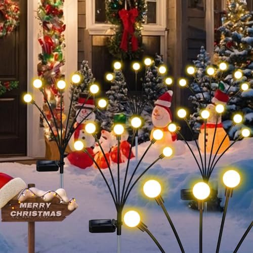 NBQQ Solar Lights Outdoor 8 Pack of 68 LEDs Swaying Firefly Garden Decor - Image 7