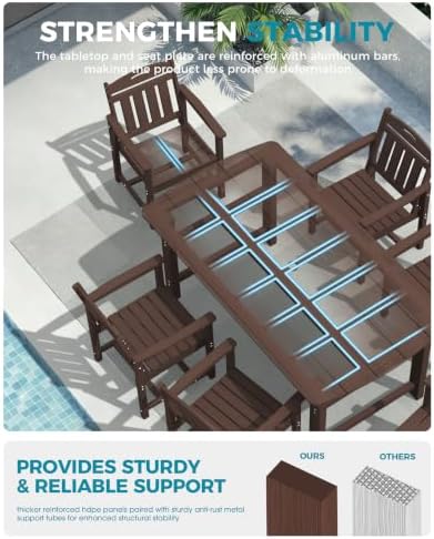 Ciokea HDPE Outdoor Patio Dining Chairs Set of 2, All-Weather, Brown - Image 4