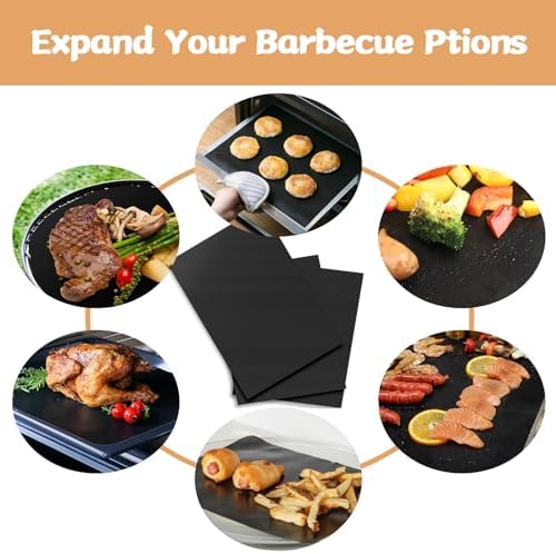 Reusable Grill Mats for Outdoor Grill Set of 6,Heavy Duty Non-Stick BBQ Mats & Oven Liner,Easy to Clean,Works on Gas, Charcoal & Electric Grills - 15.75 x 13 Inch,Black - Image 5