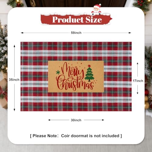 Christmas Door Mat 3' x 5' Buffalo Plaid Cotton Washable Outdoor Rug - Image 2