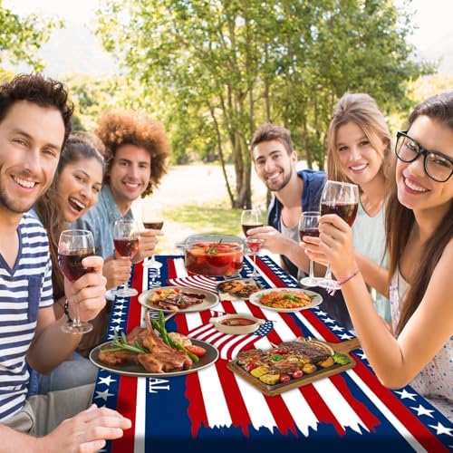 250th Anniversary America Flag Picnic Table Cover with Bench Covers Camping Essentials 250 USA Flag 1776-2026 Waterproof Fitted Camping Tablecloth Cover with Elastic Edge for Outdoor 3 PCS 30x96 Inch - Image 2