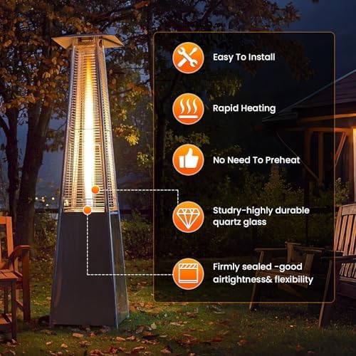 Patio Heater Glass Tube Replacement, 49.5 x 4" Patio Heater Replacement Parts with Ring, Outdoor Heater Replacement Parts for 4-Sided Pyramid Heater, Glass Tube Patio Heater for Hiland, Fire Sense - Image 6