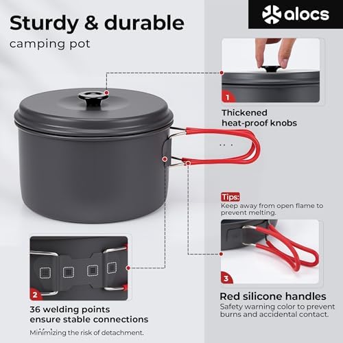 ALOCS Camping Cookware Set Camping Gear Compact Camping Pots and Pans Set - Image 6