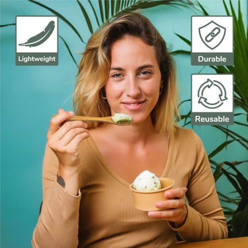 BambooMN 8" Reusable Bamboo Dinner Spoon - 30 Units - Image 4