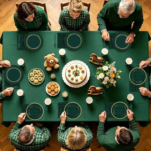 250Pcs Green Blue Tartan Plaids Party Decoration for Baby Shower Serves 50 - Image 6