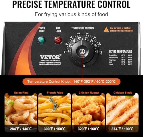 VEVOR Commercial Deep Fryer, 3000W Electric Turkey Fryer with 3 Removable Baskets, Large Capacity 18Qt / 17L Stainless Steel Countertop Single Oil Fryer, for Kitchen Restaurant Use, Silver - Image 4