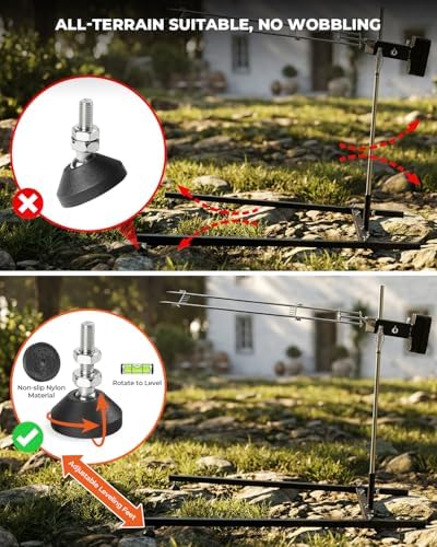 Spit Rotisserie Kit with Stand, Open Flame Camping Grill for Outdoors - Image 7