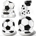 144 Pcs Soccer Tableware Set for 24 Guests, Heavy-Duty 7" & 9" Paper Plates, Cups, 2-Ply 13" Napkins & Plastic Forks, Disposable Party Supplies for Game Day and Birthday by COSINIA