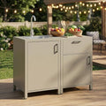 Wisteria Lane Outdoor Storage Cabinet with Stainless Steel Sink, Aluminum Modular Outdoor Kitchen, All Weather Kitchen Island with Storage and Drawers for BBQ, Porch, Backyard by WisteriaLane