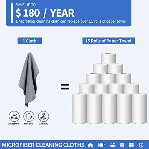 Microfiber Cleaning Cloth, Premium 8 Pack Cleaning Towels, Lint-Free Streak-Free Ultra Absorbent, 300GSM Reusable Microfiber Towel for Cars Shop Garage Home Kitchen, 12.6" x 12.6" Grey - Image 5