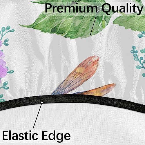 Fitted Round Tablecloth with Umbrella Hole and Zipper Flowers Hydrangeas Outdoor Elastic Table Cloth 36"-44" Oil-Proof Waterproof Dragonflies Patio Table Cover for Picnic Party - Image 4