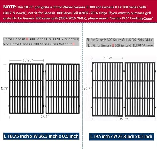 Leship 18.75 Inch Grates for Weber 66095 Genesis II & XL 300 Series Grill - Image 5