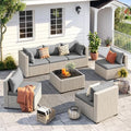 UDPATIO Outdoor Patio Furniture Set 7 Pcs Wicker Sectional Sofa Grey by UDPATIO