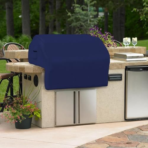 Covers & All Built-in Grill Cover for Outdoor Grill – Heavy Duty 12 oz Waterproof Built-in BBQ Grill Cover, PVC-Coated Polyester with Elastic Hem for Snug Fit (44 x 27 x 26 inches, Blue) - Image 5