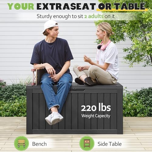 KAMABOKO Outdoor Storage Box, 80 Gallon Deck Box Outdoor Waterproof Patio - Image 6