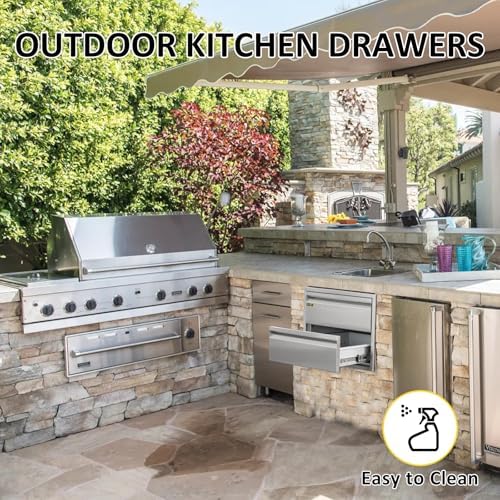 Outdoor Kitchen Drawers 18" W x 13"H x 21"D Triple BBQ Drawers Stainless Steel Built-in Drawer for Outdoor Kitchen Island, Patio Grill Station - Image 5
