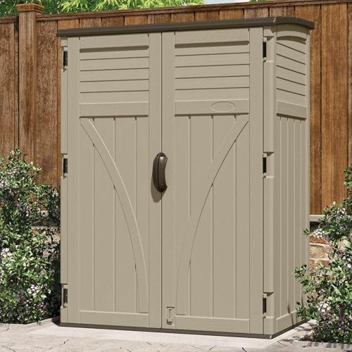 Suncast Outdoor Storage Shed, Water Resistant Resin Vertical Outdoor Storage Cabinet for Patio, Garden Tools, Cushions, & Equipment, Weatherproof Multi-Wall Design, 54 cu. ft., Made in USA - Image 2
