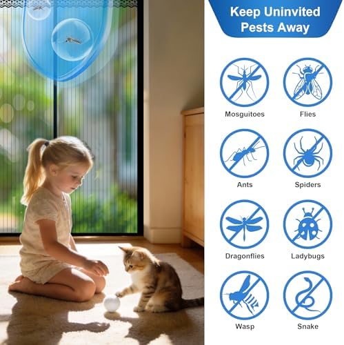 METAONLY Magnetic Screen Door Mesh, Works for Patio, Sliding Door, Keeps Bug Mosquito Out, Fresh Air Flow, Fits 36" x 80" Door - Curtain Size 38" x 82", Black with Lace - Image 5