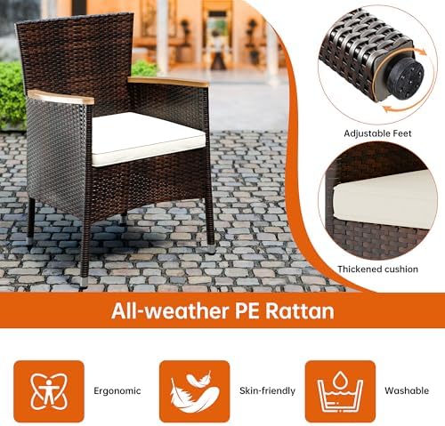 Shintenchi 7 PCS Wicker Patio Dining Set, Brown Rattan - Image 6