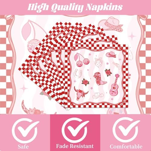 Two Dozen Roses 2nd Birthday Theme Decorations, 96PCS 2nd Birthday Disposable Paper Plates and Napkins Party Decorations for Girl, Pink Floral Western Theme Forks Tableware Set Serves 24 - Image 3