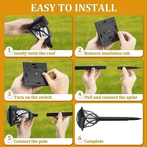 GIGALUMI 6 Pack Solar Lights Outdoor Waterproof, LED Solar Garden Lights - Image 4