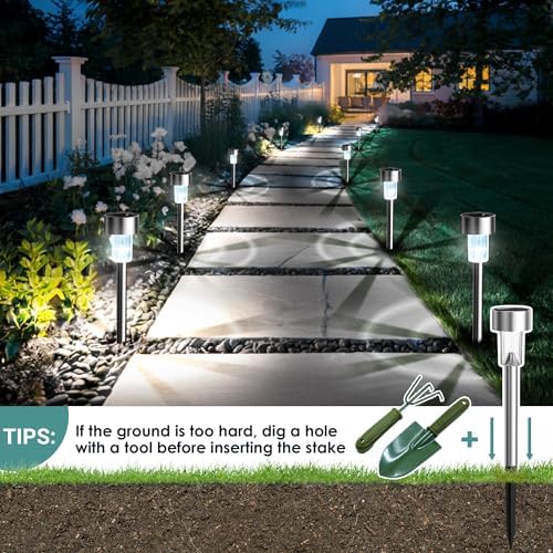 GIGALUMI Outdoor Waterproof Solar Garden Lights, 12 Pack Cold White - Image 3