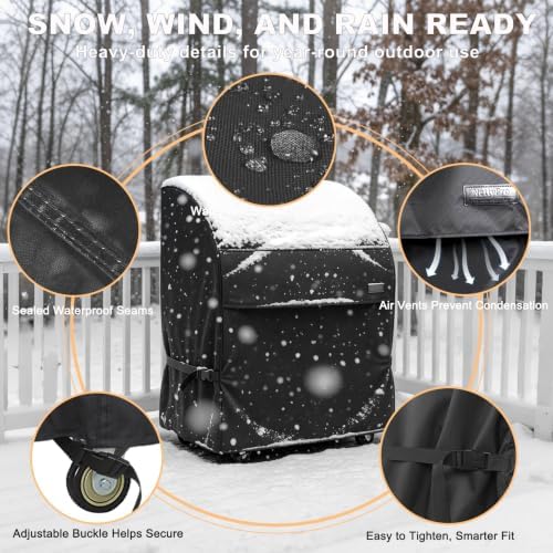 NettyPro Grill Cover for Outdoor Grill 32 Inch Waterproof Heavy Duty, Black - Image 3