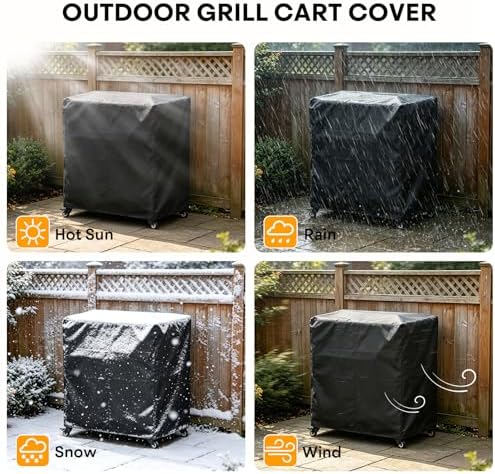 Grill Cart with Foldable Sink, Outdoor Storage Cabinet, Outdoor Grill Cart with Wheels, Kitchen Island with Folding Trash Can for Barbecue, Backyard, Garden & Outdoor Kitchen - Image 6