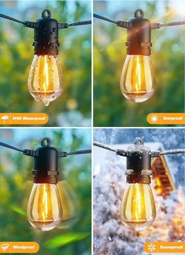 Brightown Outdoor String Lights 190FT with 60+2 Shatterproof Edison Bulbs, Waterproof Hanging Patio Lights Outside for Backyard Deck Garden Party Xmas Decor, 2700K - Image 6