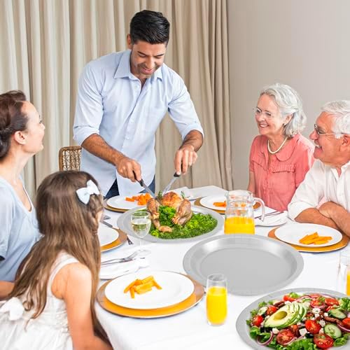 50 Pack Silver Paper Plates 12.2 X 10.2 Inches Disposable Plates for Party - Image 6