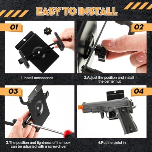 Yaocom 20 Pcs Pistol Wall Mount Slatwall Pistol Holder, Slotted Panel Style - Image 4
