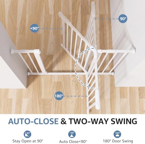 DUMOS 36 in Extra Tall Baby Gate for Stairs, 30-40.5 in, Auto Close, White - Image 3