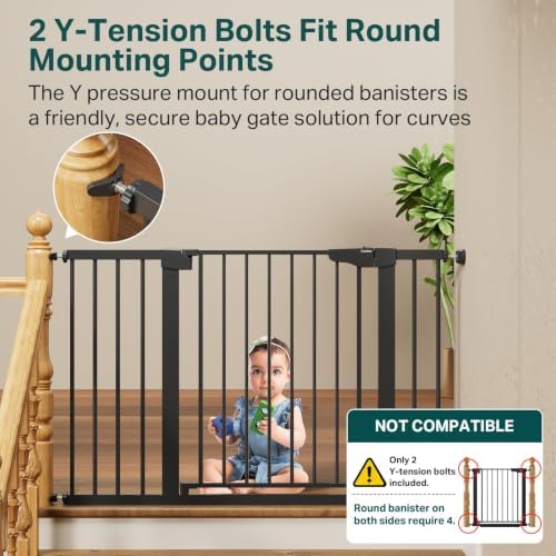 Cumbor 30-48 in Baby Gate for Stairs, Auto Close Dog Gate Indoor, Black - Image 5
